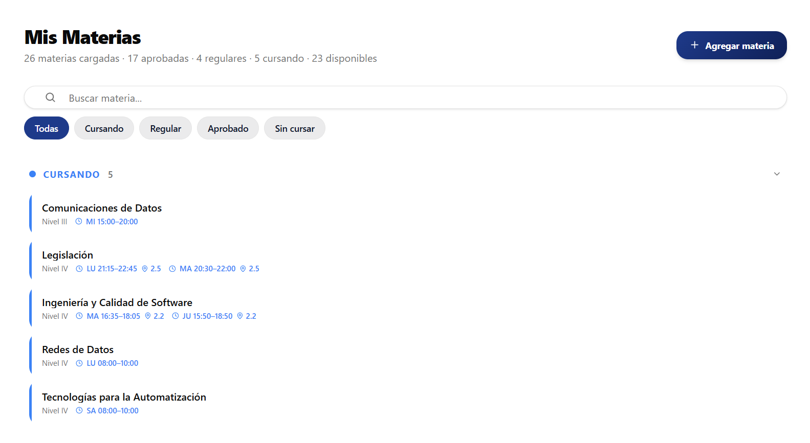 Control de Materias